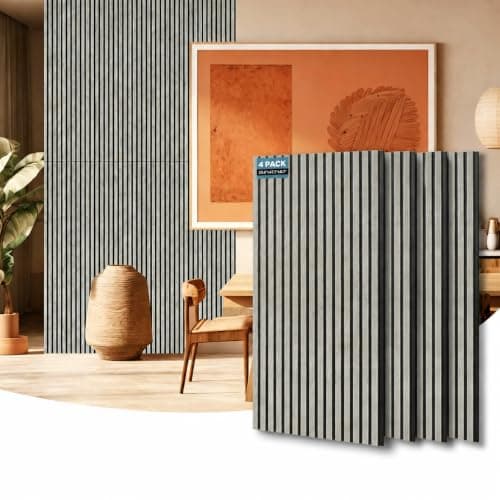 AKUMAX Acoustic Wall Panels for Bedroom Living Room, 2 Pack Wood Panel for Wall, 31 ft² Real Wood Veneer Extra Thick 3D Slat Wall Panels 47.2 x 23.6, Decorative Sound Absorbing Panels(Grey Oak) - Image 1