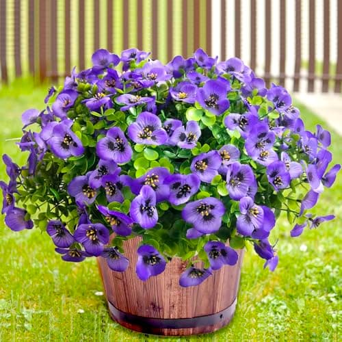 Thinktral Artificial Flowers for Outdoors Fake Plants, 12pcs Fake Flowers Artificial Plants Outdoor UV Resistant,Silk Faux Flowers Shrubs Greenery Plants for Porch Garden Patio Window Box Decor
