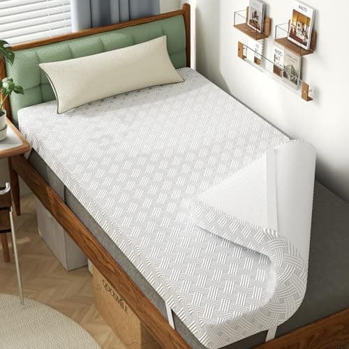 Qocismile College Dorm Room Essentials Twin XL Mattress Topper Firm Gel Memory Foam Mattress Topper for Pressure Relief 3 inch Mattress Bed Pad,Dual-Layer Foam,Bamboo Rayon Cover for Comfort Sleep - Image 1