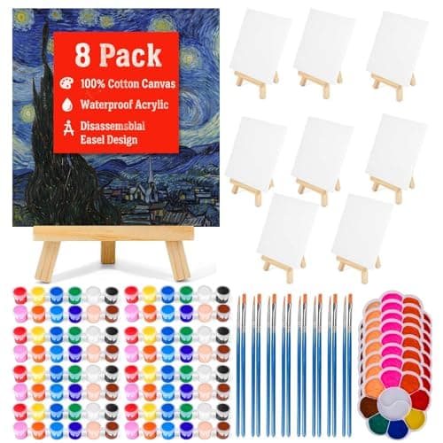 Orbixa Paint Party Kit for Adults & Kids – 8-Pack All-in-One Sip & Paint Set with Easels, Brushes, Acrylic Paints & 100% Cotton Canvas Boards – Perfect for Paint Nights, Group Events & Gifts - Image 1