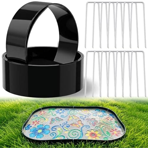 Novabright 16 Pcs Flexible Concrete Molds for Walkways - 8 ft + 4 ft Custom Stepping Stone Maker & Paver Mold Set with 14 Landscape Staples Reusable DIY Path Maker for Garden Yard Patio Curved Pathway - Image 1