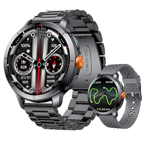 LZBWOL Smart Watch for Men (Answer/Make Call), Built-in GPS, Compass, 1.60" AMOLED, 5ATM Waterproof, Heart Rate SpO2 Sleep Monitor, iPhone Android - Grey - Image 1