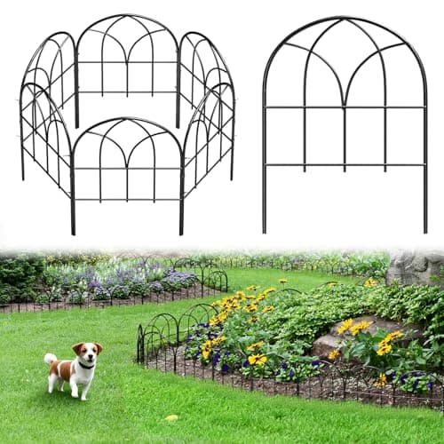 Small Garden Fence Animal Barrier, W12.55*H16.53 Decorative Fence Panel, No Dig Fences Barrier, Arch 6 Pcs Black Metal Fencing, Garden Border Edging Fences, Dog Fencing Blocker for Yard, Flower Bed - Image 1