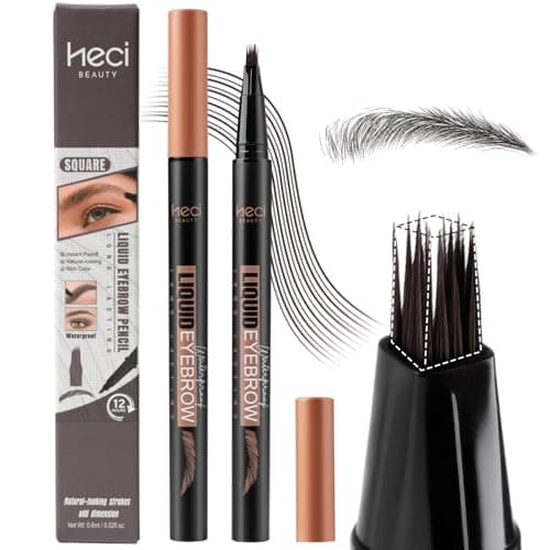 Microblading Eyebrow Pen for Women, 0.1mm Ultra Brush-Tip Long-Lasting Liquid 4D Brow Pen, Natural Hair-Like Brow Pencil, Smudge-Proof & Sweatproof, For Beginners & Sensitive Skin, Chocolate - Image 1
