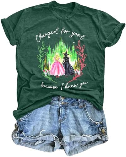 Witch and Princess Graphic Shirts for Women Musical Short Sleeve Tees Casual Musical Movie Fans T-Shirts Green - Image 1