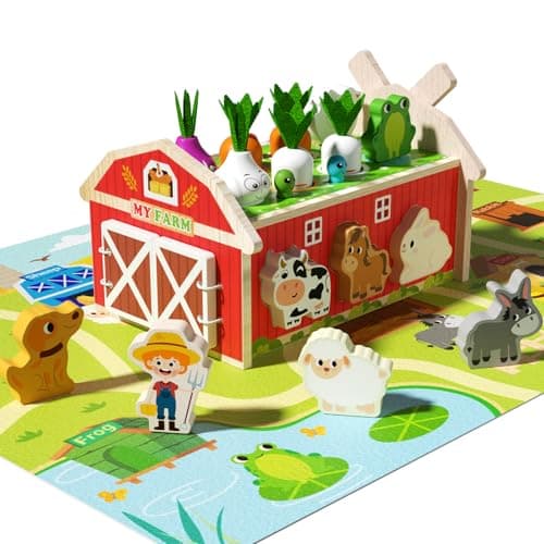 JAUNTY Montessori Toy for Toddlers 1 2 3 Years Old, Wooden Farm Shape Sorting Toy for Baby Boys Girls 1-3, Educational Learning Sensory Toy 1 Year Old Gift for 1st First Birthday - Image 1