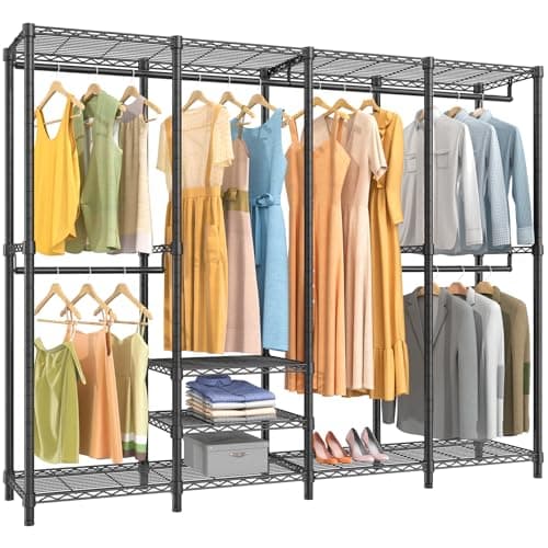 VIPEK V40 Heavy Duty Clothes Rack, 1110lbs Capacity Sturdy Metal Garment Rack, Clothing Rack with 6 Shelves & 4 Hang Rods, Adjustable Open Wardrobe Closet Organizer for Bedroom/Apartment/Retail, Black - Image 1