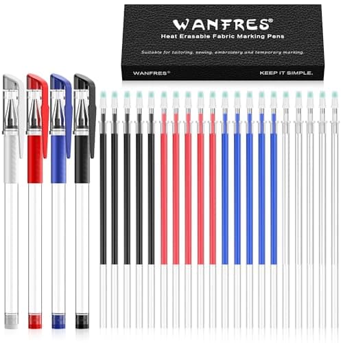 WANFRES heat erasable pens for fabric sewing and quilting, fabric markers for sewing, embroidery fabric pen, disappearing ink pen for fabric, sewing supplies. heat erasable fabric marking pens. - Image 1