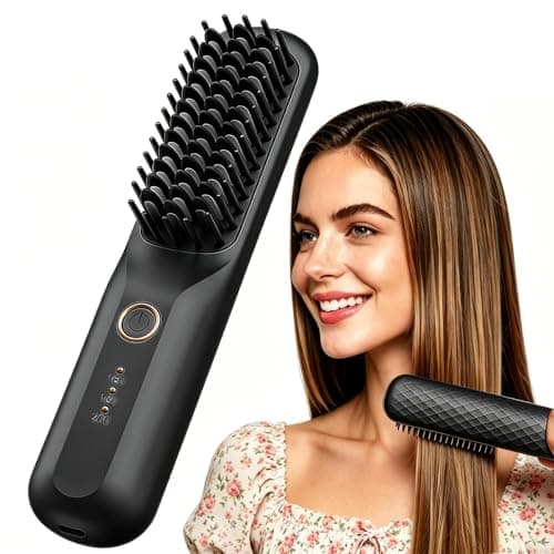 Quick Styling Cordless Heated Straightening Brush – 2026 Upgraded Version, Perfect for Travel, Business, Outdoor Shooting, On-the-Go Quick Frizz Taming, Ionic & Ceramic Hair Care, No Hair Damage - Image 1