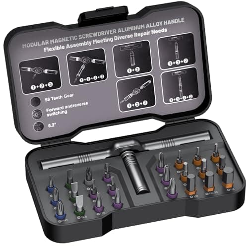 24 in 1 Magnetic Screwdriver Set, DIY Ratchet Screwdriver Set, Multi Bit Magnetic Drive Set with Detachable Ratchet Handle Portable Compact Repair Tool Kit for Furniture Computer Bicycle - Image 1