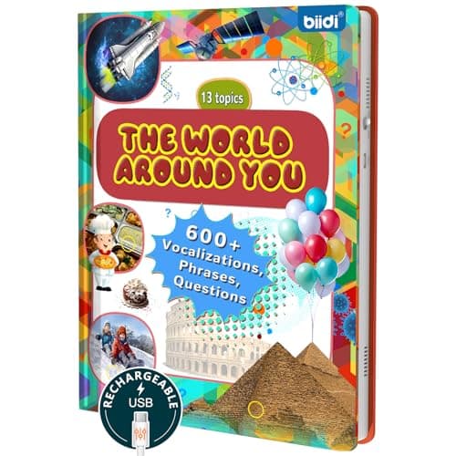 biidi English Words Talking Book for Kids Interactive Activity for Toddler Age 3-5,600+ Sound,Electronic English Learning Travel Toy Birthday Gifts for Boys and Girls,Autism Sensory Toy Sound Book - Image 1