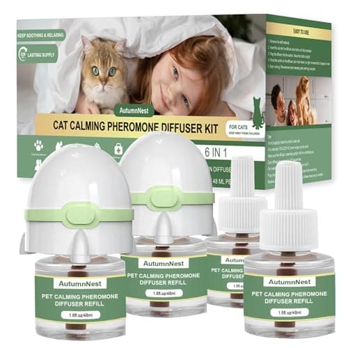 AutumnNest 6-in-1 Cat Calming Pheromone Diffuser Kit, Cat Calming Diffuser for Anxiety Relief, Aggression, Scratching, Urine Marking, Fighting, Meowing, Hiding, Safe for All Cats, 120 Days Support - Image 1