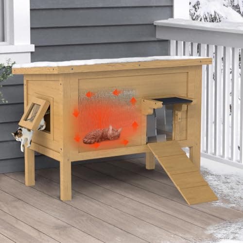 BRIOPAWS Dual Insulated Outdoor Cat House | Weatherproof | Feral Cat Shelter for Winter | Escape Door | Foldable Ramp | Large Wooden Pet Houses for Multiple Cats | Brown - Image 1