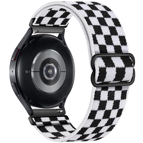 BMBEAR Stretchy Bands Compatible with Samsung Galaxy Watch Band 7/FE/6/5/4/3 & Watch 5 Pro & 6/4 Classic &Gear S3/S2, Soft Fashion Nylon Braided Elastic Strap for 20mm 22mm watch band for Samsung Watch 47mm 46mm 45mm 44mm 40mm 43/42/41mm (Bwhite, 22mm) - Image 1