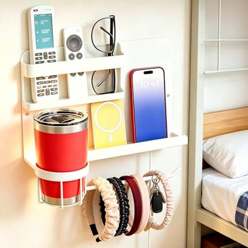 Bedside Wall Organizer,Floating Bedside Shelf Wall Mount Organizer,Cute Room Decor Aesthetic,Girls Room Decor, Cool Stuff for Bedroom Storage and Organization - Image 1