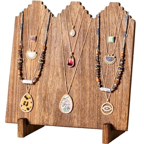 Lolalet Wooden Necklace Display Stands for Selling, Freestanding Multiple Necklaces Stands and Displays for Vendors, Jewelry Displays Holders for Craft Show -1 Pack, Oak - Image 1