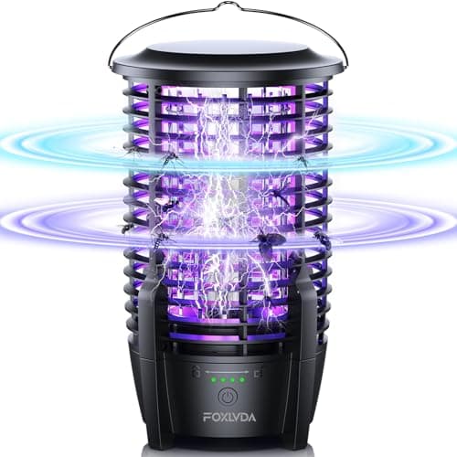 FOXLVDA Bug Zapper Outdoor & Indoor, Mosquito Zapper 2 in 1 Portable & Rechargeable Bug Zapper with 3600mAh Battery & LED Night Light, Powerful Electric Fly Zapper for Patio, Backyard, Garden, Camping - Image 1