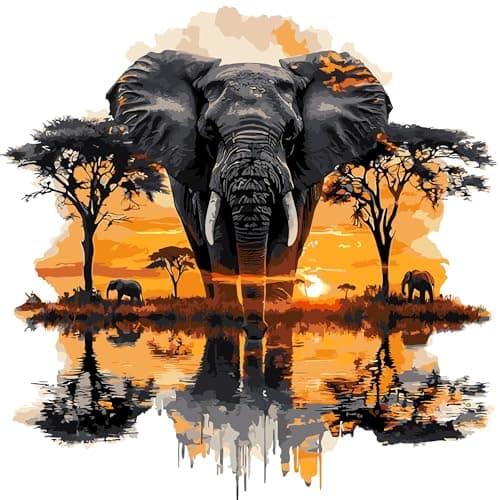 igoodom Elephant Paint by Numbers Kit for Adults – Landscape Adult Paint-by-Number on Canvas, DIY Acrylic Painting Set for Home Decor, 16x16inch - Image 1