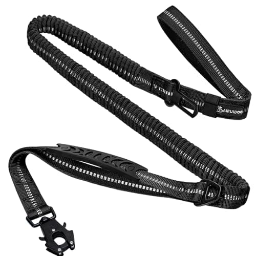 4-6FT Heavy Duty Dog Leashes for Large Dogs, Shock Absorbing Bungee Tactical Leash with 2 Padded Handle, Car Seatbelt and Metal Carabiner Clip, Strong No Pull Dog Leash for Medium - Image 1
