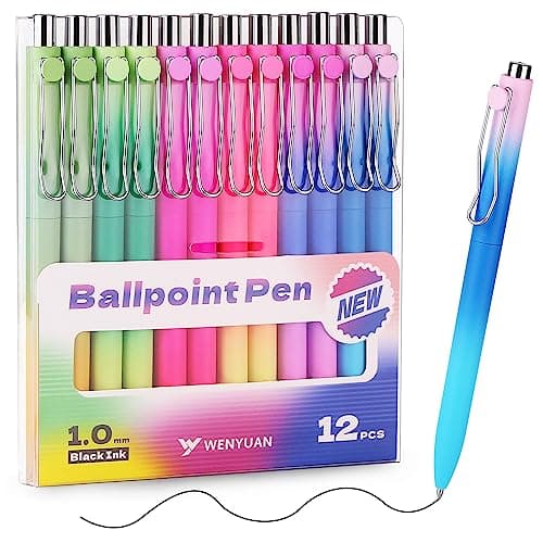 WY WENYUAN Cute Pens, Pastel Ballpoint Pens Bulk, Fine Point Smooth Writing Pens, Colorful Pens, Black Ink 1.0 mm Journaling Pen, Office Supplies for Women & Men, Note Taking - Image 1