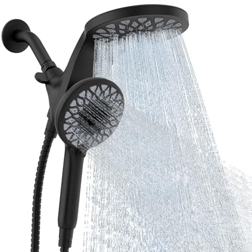 Newfinde High Pressure Rain Shower Head with Handheld Spray Combo: Detachable Dual Shower Head with 10 Sprays Modes - Upgrade Knob Spray Mode Selector and Magnetic Guidance Docking System - Image 1