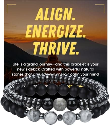 WestLuna Magnetic Hematite Bracelet for Women Men, Adjustable Black Obsidian Map Stone Beaded Bracelets for Lymph Drainage Slimming Crystal Chakra Energy Bracelet Set (Mapstone, Medium) - Image 1