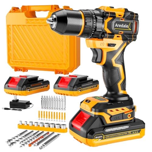Aredale 20V Cordless Drill Set, Brushless Power Drill Driver with 2*2.0Ah Battery and Charger, 3/8" Keyless Chuck, 2 Variable Speed with LED, Professional Drill Bits Kit for Home DIY and Woodworking - Image 1