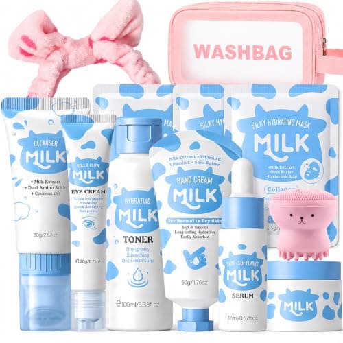 Milk Skincare Set for Kids & Teens, 12 IN 1 Moisturizing & Gentle Milk Skin Care Set For Kids Girl Ages 8-12, Face Care Kit, Skincare For Girls 10-12, All Skin Types - Image 1