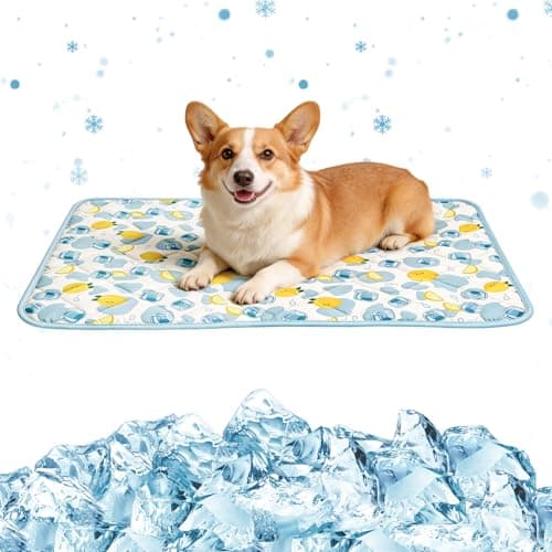 NACOCO Pet Summer Cooling Blanket - 22.8" x 35.0" Double-Sided Mat Dog Puppy Self ice Cat Pad Bed Cover for Home Outdoor Sofa Sleeping Washable Portable Lightweight Small Medium Large (Blue ice, S) - Image 1