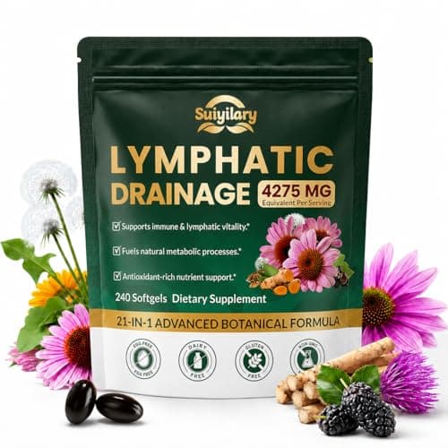 Suiyilary Lymphatic Drainage Supplements, Lymph System Support Supplement for Women & Men, Daily Wellness, Immune Health, 21-in-1 Lymphatic Complex Herbal Blend, 240 Softgels - Image 1