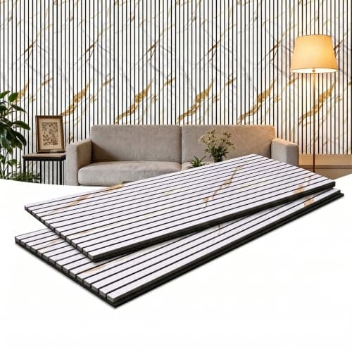 2 Packs Acoustic Panel, 47.2"x23.6" Wood Slat Sound Proof Wall Panels, Sound Absorbing Dampening Panel for Office,Home Theater,Studio, Faux Marble - Image 1