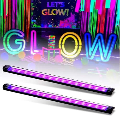 roperry Black Light Bar 10W 1ft LED Blacklight for Fluorescent Tapestry Poster Body Paint Glow Party UV Strip Lights for Cabinet and Display Magnetic (2 Pack) - Image 1