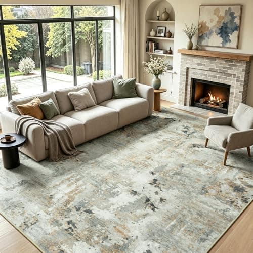 Carpelux 8x10 Area Rugs for Living Room, Abstract Neutral Large Washable Rug, Indoor Soft Non-Slip Floor Carpet for Bedroom Dining Room Home Decor, Brown/Grey - Image 1
