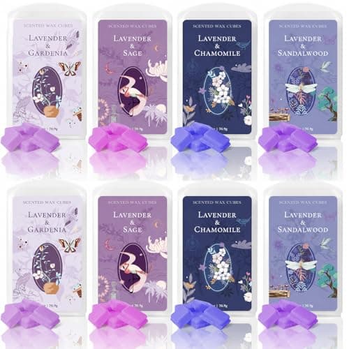 STRN Wax Melts Natural Soy Wax Cubes with Essential Oils, 8x2.5oz Long-Lasting Fragrance Refreshing Wax Melt for Wax Warmers, Lavender & Gardenia, Sage, Chamomile, Sandalwood Scent for Home, Spa - Image 1