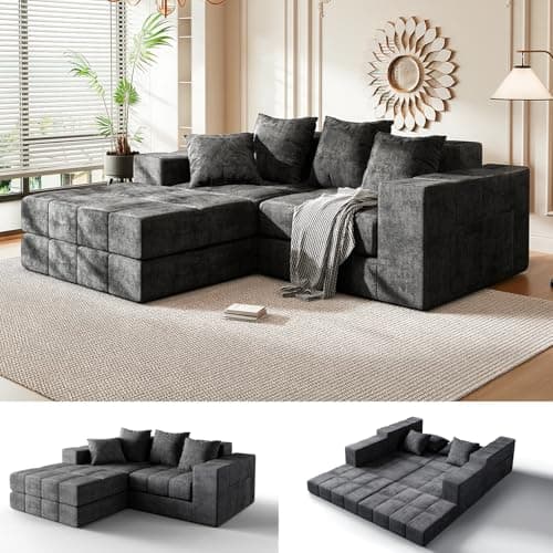 Modular Sectional Cloud Sofa, Boneless Couches for Living Room with L-Shaped Chaise, Modern Comfy Loveseat Customizable Sleeper Sofa Bed with Non Slip, No Assembly & Deep Seat - Image 1