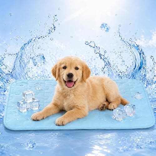 Petmorning Cooling Dog Mat for Crate, Breathable 3D Mesh Pet Bed with Moisture Wicking Core, Anti-Slip Washable Kennel Pad with Puzzle Pattern (Blue, Medium) - Image 1