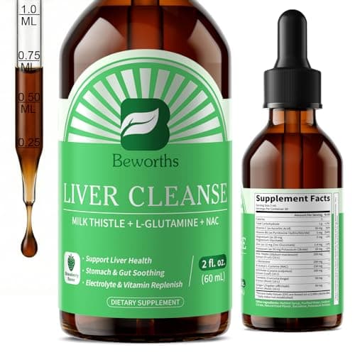 B BEWORTHS Liver Cleanse Detox & Repair - Liver Support Liquid Drops with Milk Thistle, L-Glutamine & NAC, Liver Support, Stomach & Gut Soothing, Electrolyte & Vitamin Replenish, Vegan 2 Fl Oz - Image 1