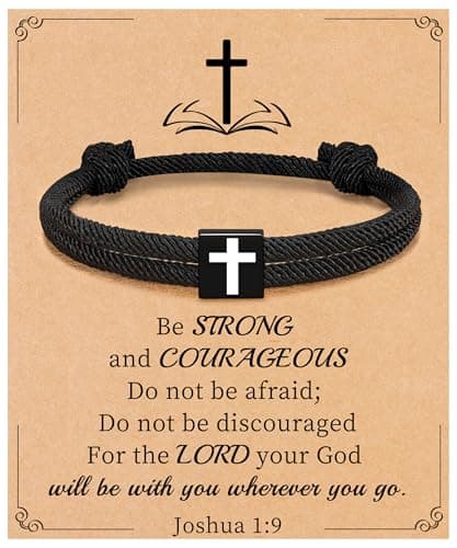 Sistble Cross Bracelet for Men, Stocking Stuffers for Teens Christian Bracelet Handmade Braided Rope Cross Bracelet Joshua Bible Verse Jesus Easter Christmas Gift for Men Inspirational Jewelry - Image 1