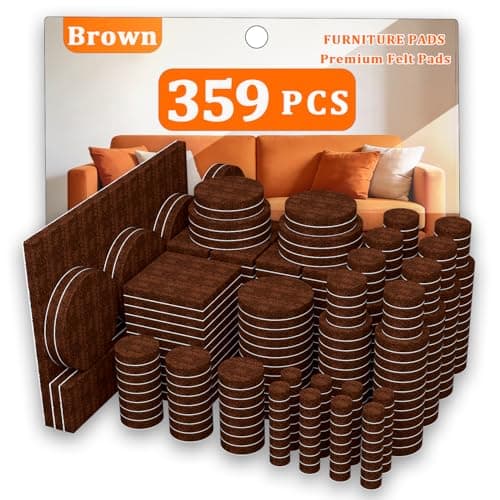 Felt Furniture Pads 359 PCS,Felt Pads for Hardwood Floors, Chair Floor Protectors,Cabinet Door Bumpers,Suitable for Round and Square Chair Legs, Reduce Noise and Protect the Floor (Brown) - Image 1