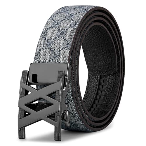 VANNANBA Letter XX Click Belt for Men, Luxury Stylish Designer Leather Ratchet Belts 1 3/8" for Dress Casual Pants, Cut for Fit - Image 1