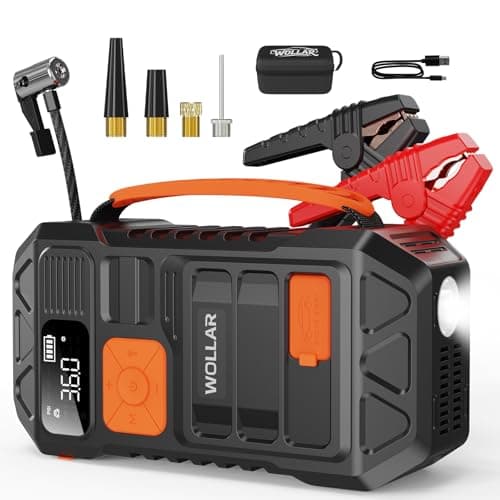 WOLLAR 4000A Peak Jump Starter with Air Compressor - 5-in-1 Car Battery Jumper Starter, 12V Portable 160PSI Dual-Cylinder Ultra-Fast Tire Inflator, 24000mAh 88.8Wh Jump Box for 10L Gas/Diesel Engines - Image 1