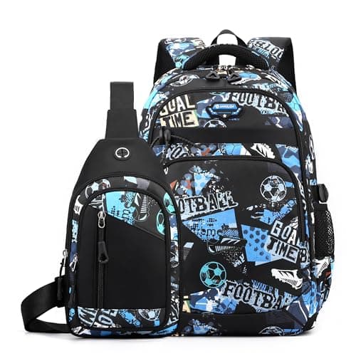 OKKID Middle School Backpack for Boys Gifts Student Bookbag High School Bags Teenage Boy Waterproof Large Travel Backpack Set - Image 1