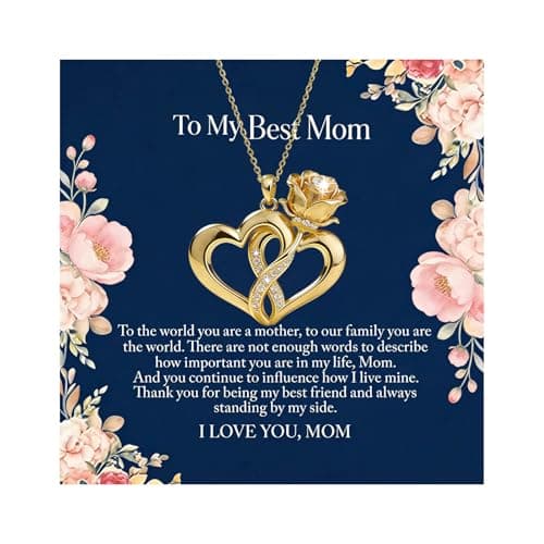 Ediseng 2026 Birthday Gifts for Mom/Wife,Dainty Heart Neckace with Birthday Gift Card,Personalized Mom Gifts from Daughter/Son (golden) - Image 1