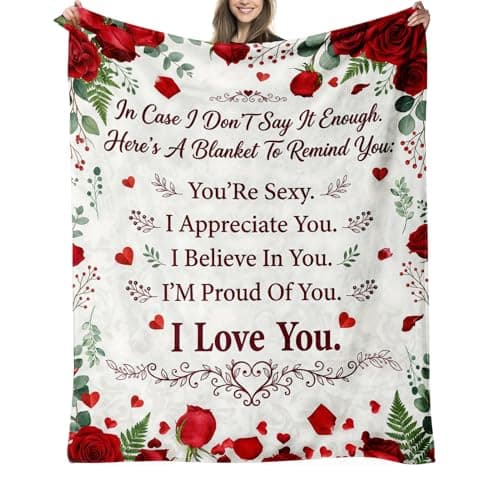Anniversary Wedding Gifts for Women Men - I Love You Soft Cozy Flannel Throw Blanket for Wife Husband - Romantic Gifts for Him Her Girlfriend Boyfriend, Birthday Christmas Decor Presents Ideas 50"x60"