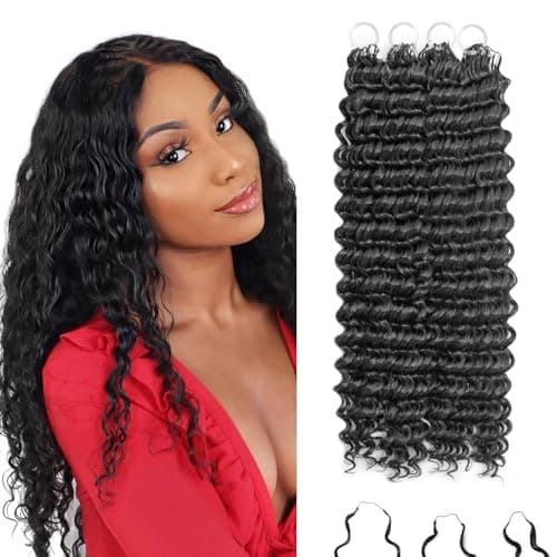 Deep Wave Feather Crochet Hair, 100 Strands Miracle Knots Hair Curly Crochet Hair for Black Women Pre-Separated Invisible Knotless, Feathered Crochet Hair Extensions (18 Inch 1B) - Image 1