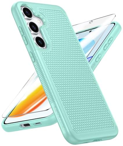 FNTCASE for Samsung Galaxy S25-Plus Case: S24-Plus Dual Layer Heavy Duty Phone Protective Cover Shockproof Rugged with Non-Slip Textured - Military Drop Protection Bumper Tough - 6.7 inch (Mint Green)