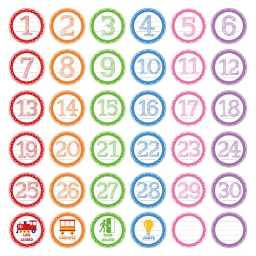 WSICSE Line up Spots for Classroom Floor - 36Pcs Number Stickers Floor Classroom Decals Markers with Line Decor for Teacher Back to School Kindergarten Preschool Elementary - Image 1