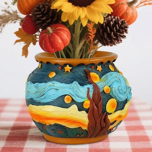 U WONDERFUL Plant Pots with Drainage Holes - Cute Unique Starry Sky Theme Flower Pots - Decorative Planter for Indoor/Outdoor, Funny Plant Pots for Home Garden Decor - Image 1