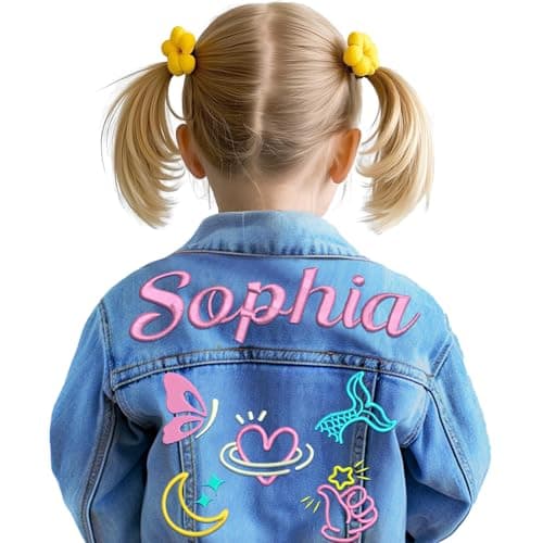 Individz Personalized Kids Denim Jacket with Name, Custom Embroidery kid Jean Jackets, 1-10 Years Old Girls Birthday Christmas Gifts - Image 1