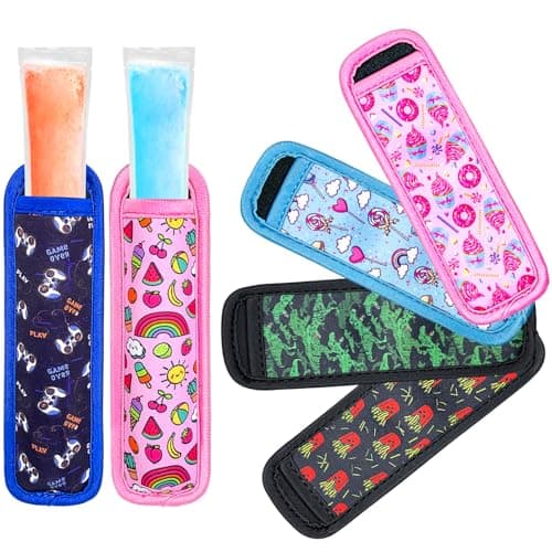 Amintiri Popsicle Holder for Kids, 6 Pieces Anti-Freezing Neoprene Ice Pop Sleeves, Cute Reusable Washable Holder for Boys Girls - Image 1
